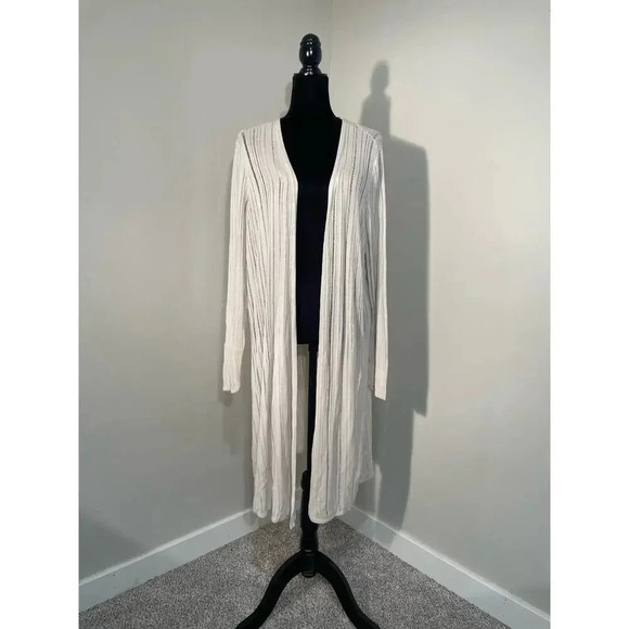 Eileen Fisher White Open Knit Duster Cardigan - Picture 1 of 11